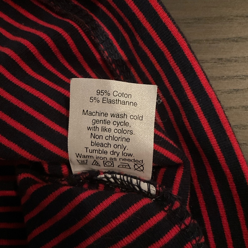 J. Crew Red and Black Striped Off-Shoulder Tee - Picture 7 of 8